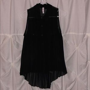 Shear black button up blouse